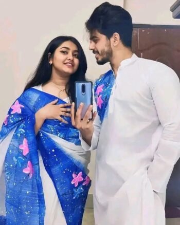 হাফ সিল্ক শাড়ি + ধুপিয়ান কটন পাঞ্জাবি - CD-18