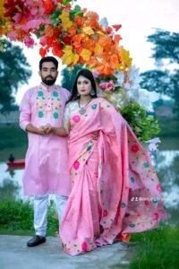 হাফ সিল্ক শাড়ি + ধুপিয়ান কটন পাঞ্জাবি - CD-20