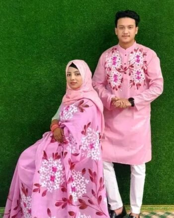 হাফ সিল্ক শাড়ি + ধুপিয়ান কটন পাঞ্জাবি - CD-23