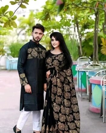 হাফ সিল্ক শাড়ি + ধুপিয়ান কটন পাঞ্জাবি - CD-24