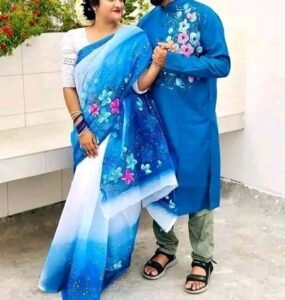 হাফ সিল্ক শাড়ি + ধুপিয়ান কটন পাঞ্জাবি - CD-26