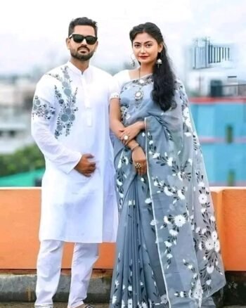 হাফ সিল্ক শাড়ি + ধুপিয়ান কটন পাঞ্জাবি - CD-27