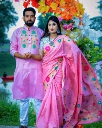 হাফ সিল্ক শাড়ি + ধুপিয়ান কটন পাঞ্জাবি - CD-29