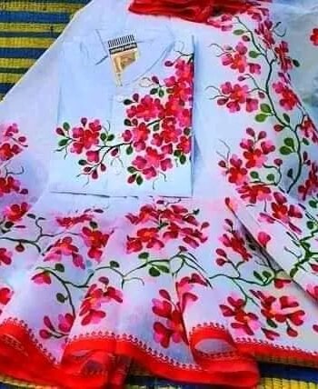 হাফ সিল্ক শাড়ি + ধুপিয়ান কটন পাঞ্জাবি - CD-32