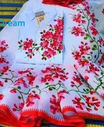 হাফ সিল্ক শাড়ি + ধুপিয়ান কটন পাঞ্জাবি - CD-7